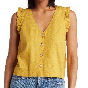Madewell size 6 linen blend ruffle sleeve top